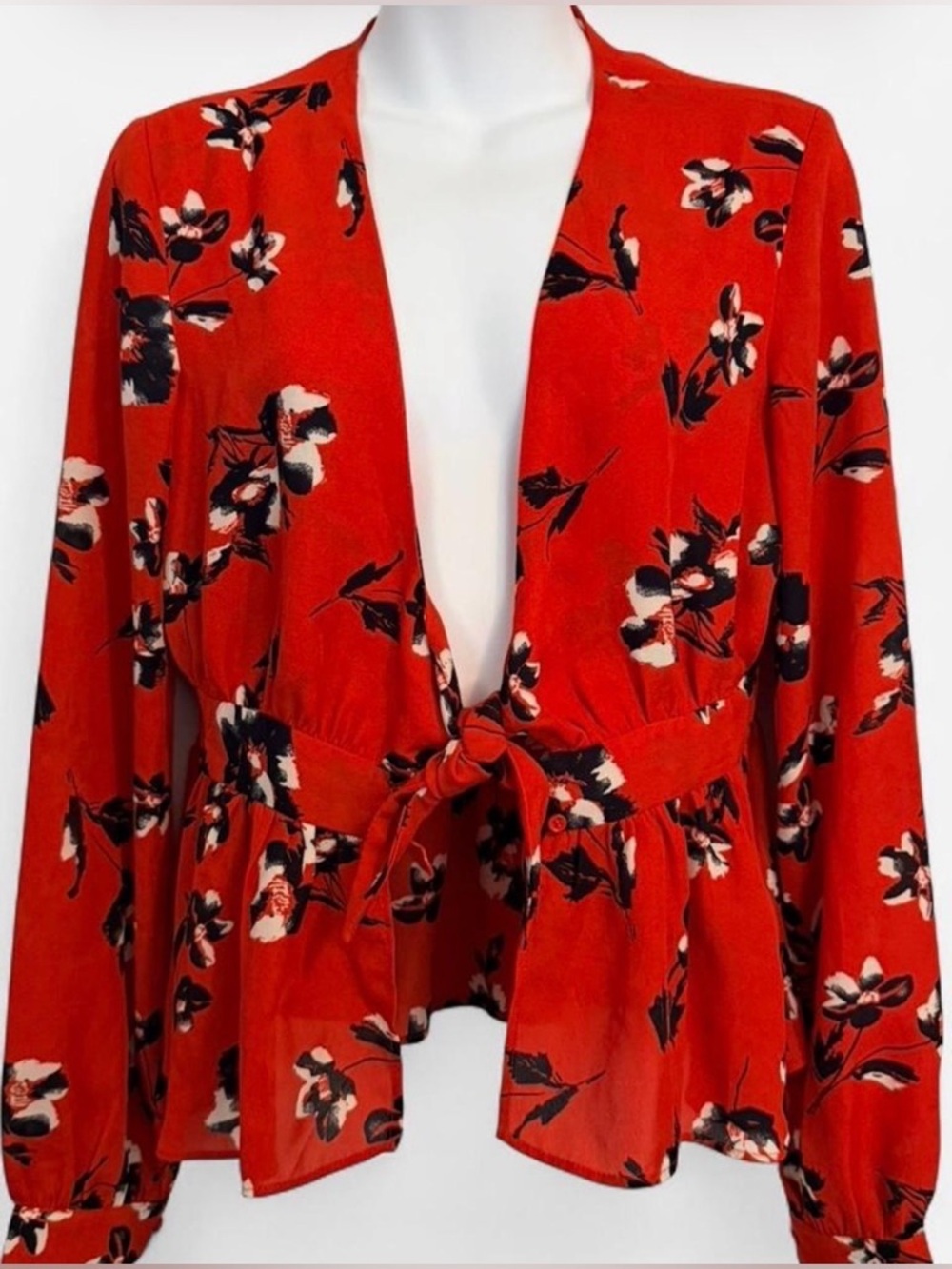 The Room by Ark&Co Blazer Blouse Shrug Cover Up, Size Small, Red Black Floral